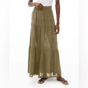 Michael Stars NWT Sz S Sandy Double Gauze Midi Skirt in Olive